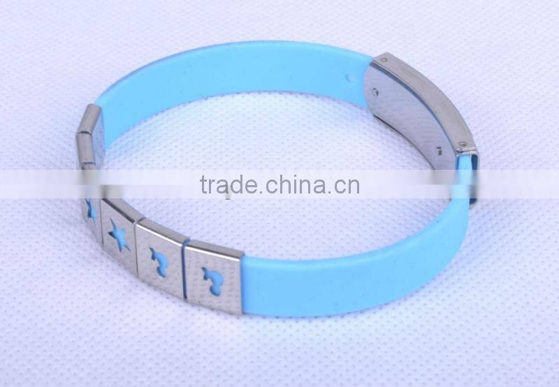 silicone bracelet with metal