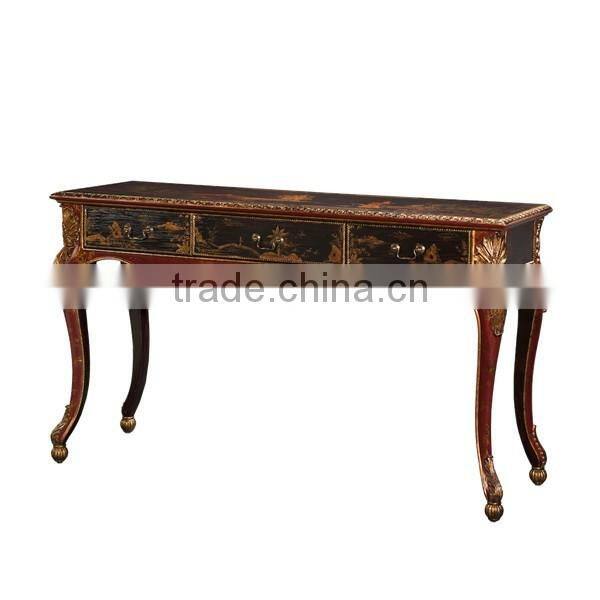 Vintage Living Room Leather Sofas, Exquisite Hand Painting Sectional Sofa Set, Classic Wood Carving Living Rroom Furniture Set