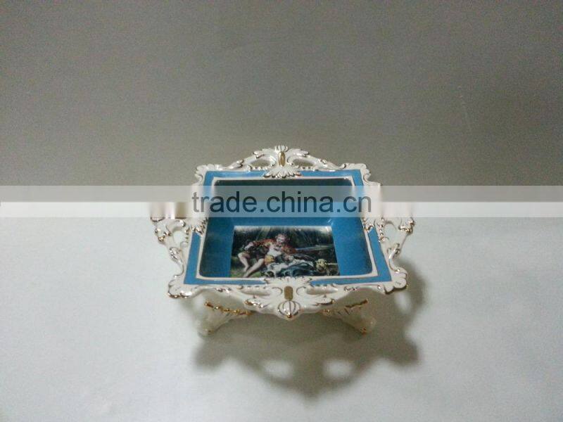 BISINI Royal Fruit Compote, Home Decorative Items Ceramic Compote, Luxury and Baroque Series Fruit Compote (BF01-S465-02B)