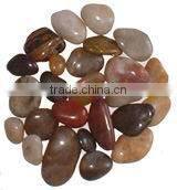 High polished, mixed color flat pebble river stone, natural pebble stone