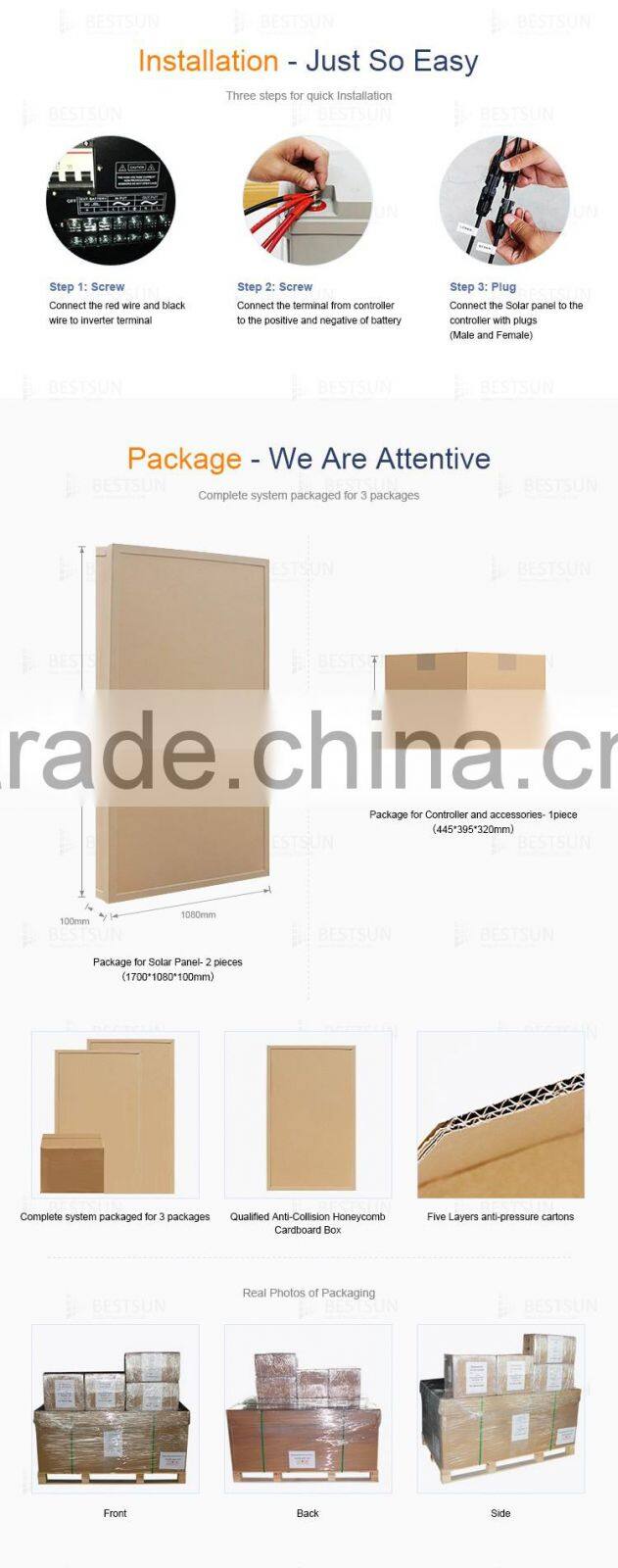 BESTSUN 500w Complete grid tie solar power system 8kw/solar energy/solar generator