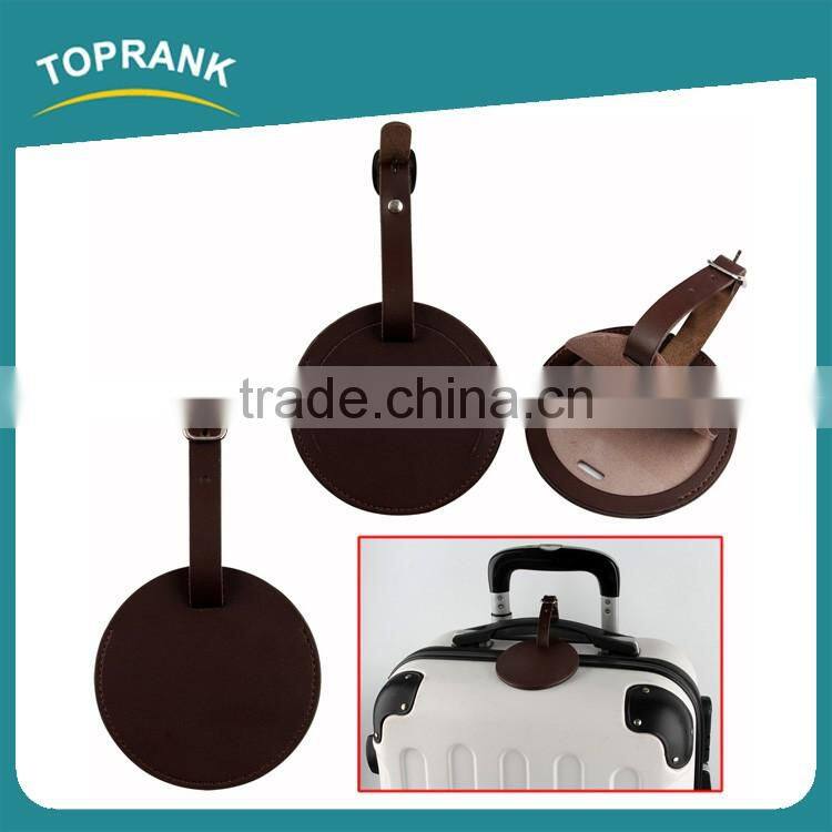 Toprank Customized New Design Personalized Double Sided Embossed Leather Luggage Tag For Travel