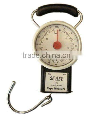 Mechanical portable hanging hook luggage spring scale with tape measure