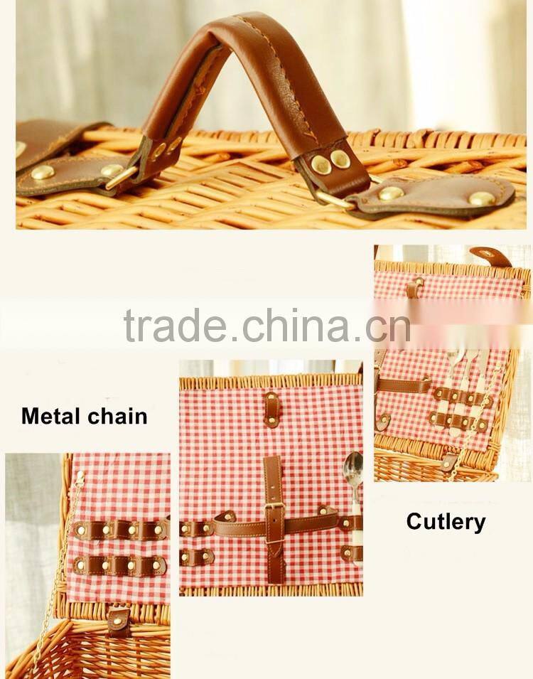 Wholesale China factory export cheap mini willow wicker empty picnic basket for two person
