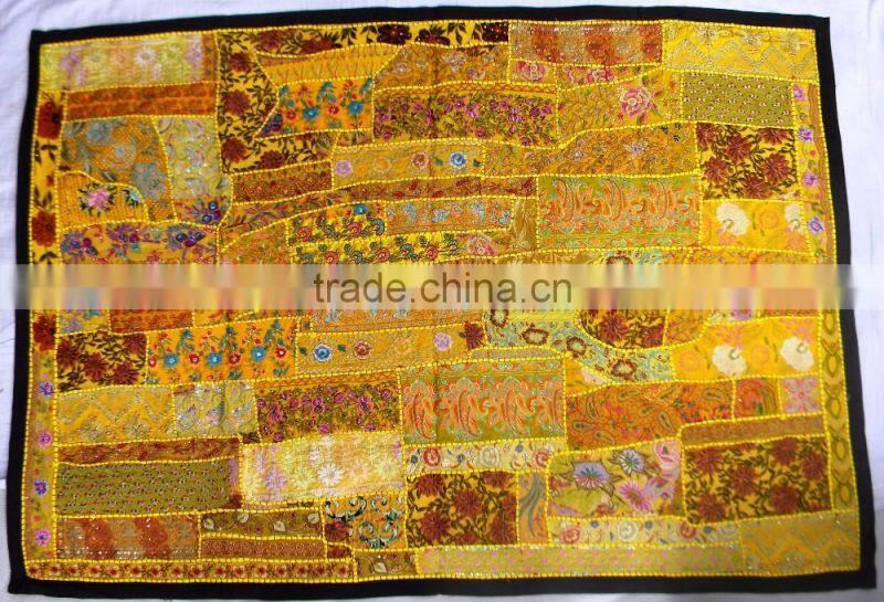 Old Fabric handworked handcrafted Wall Decor - Handworked Cotton Fabric Patchwork Wall Hanging Tapestry
