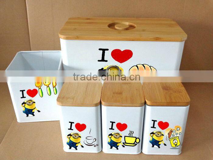 Set of 5 Tin Kitchen Canisters