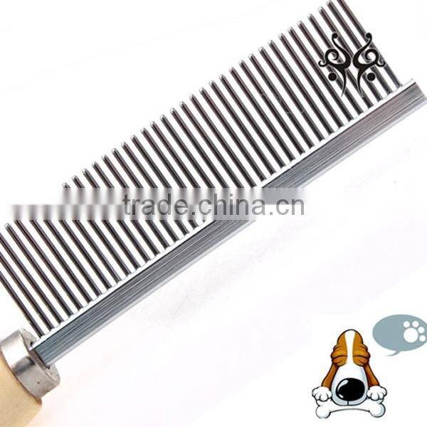 2017 newest wooden handle stainless steel pet comb Hot sale pet products