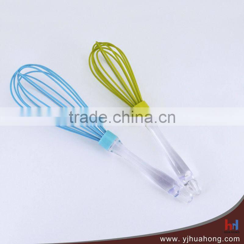 Transparent plastic handle silicone egg whisk (HEW-37A)
