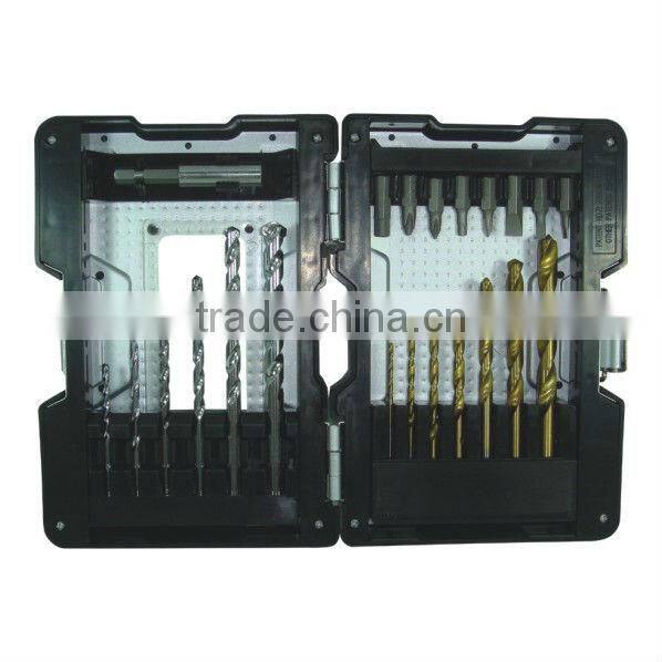 22pcs twist drill with masonry drill set in metal case