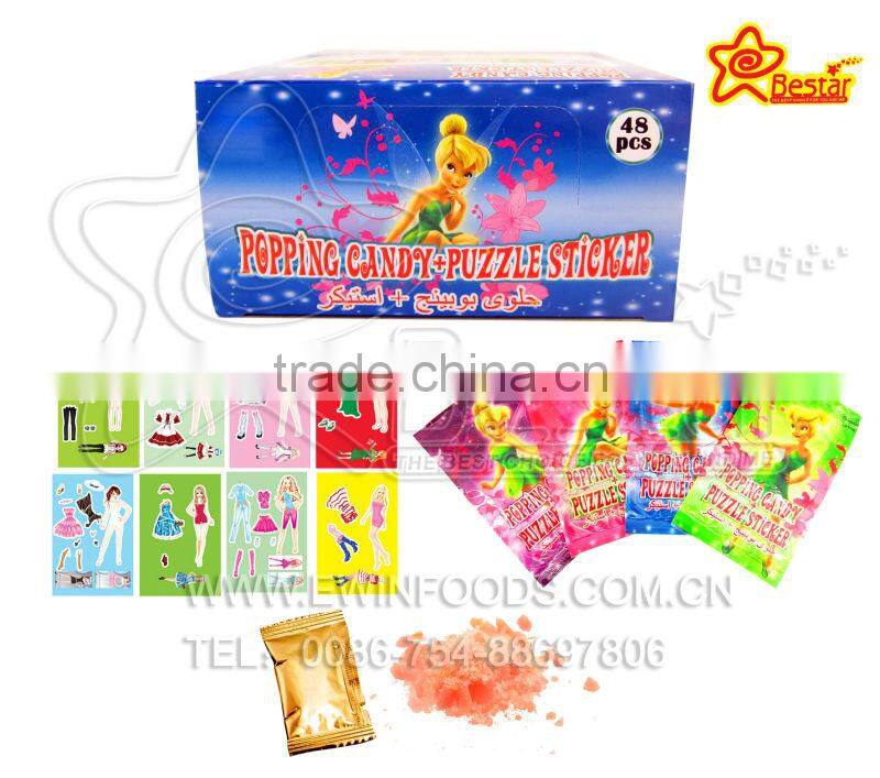 Long Hair Girl Popping Candy With Puzzle Sticker