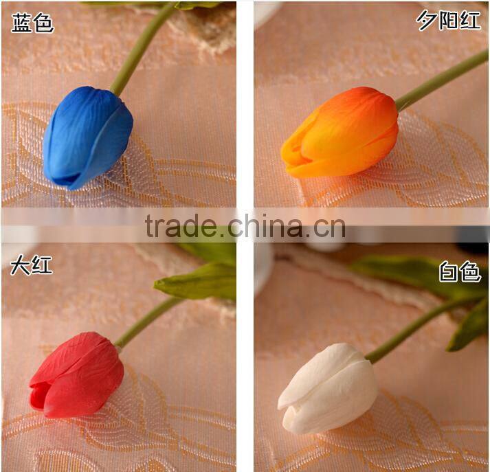 2016 Wholesale Artificial Tulip Flower Bouquet Real Touch Pu Popular Artificial Tulip For Holiday Parties