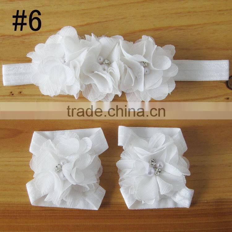fabric flower headband for kids hair accessories, foot flower band for baby girl