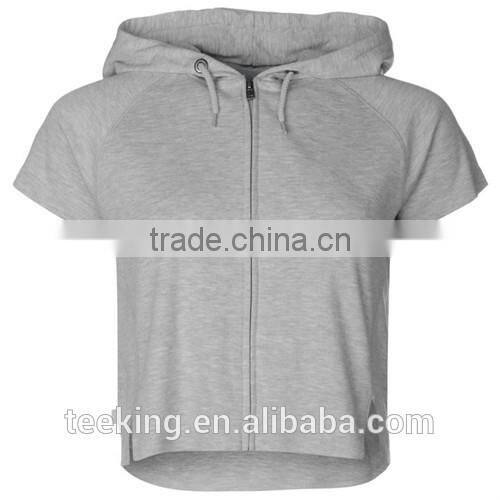 Summer short sleeves zip up women crop top