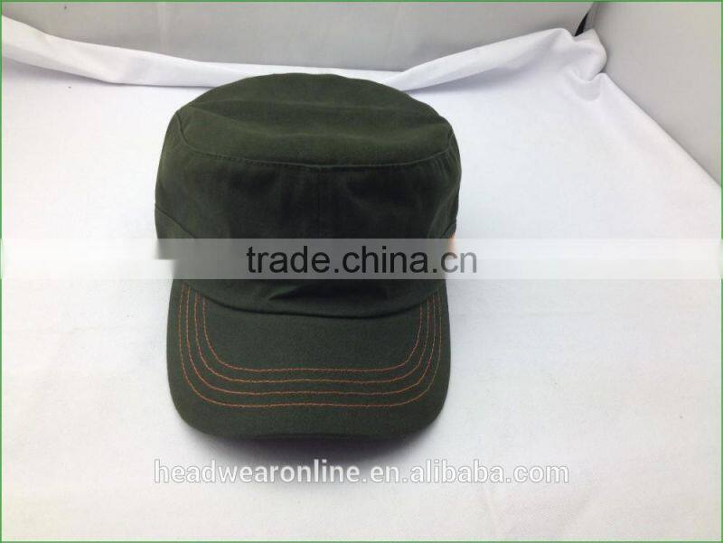 Customize fashion army green Military Caps and flat caps with Dongguan Factory