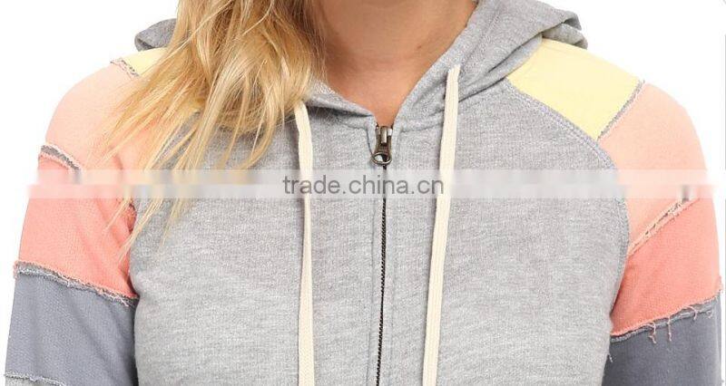 Regular fit hoodie fashionable blocked stripes shoulders cut&sew hoodies