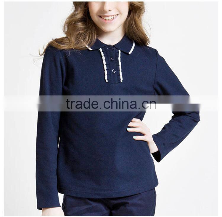 2017 spring selling student girls' long sleeve T-shirt, British solid color college long sleeve T-shirt