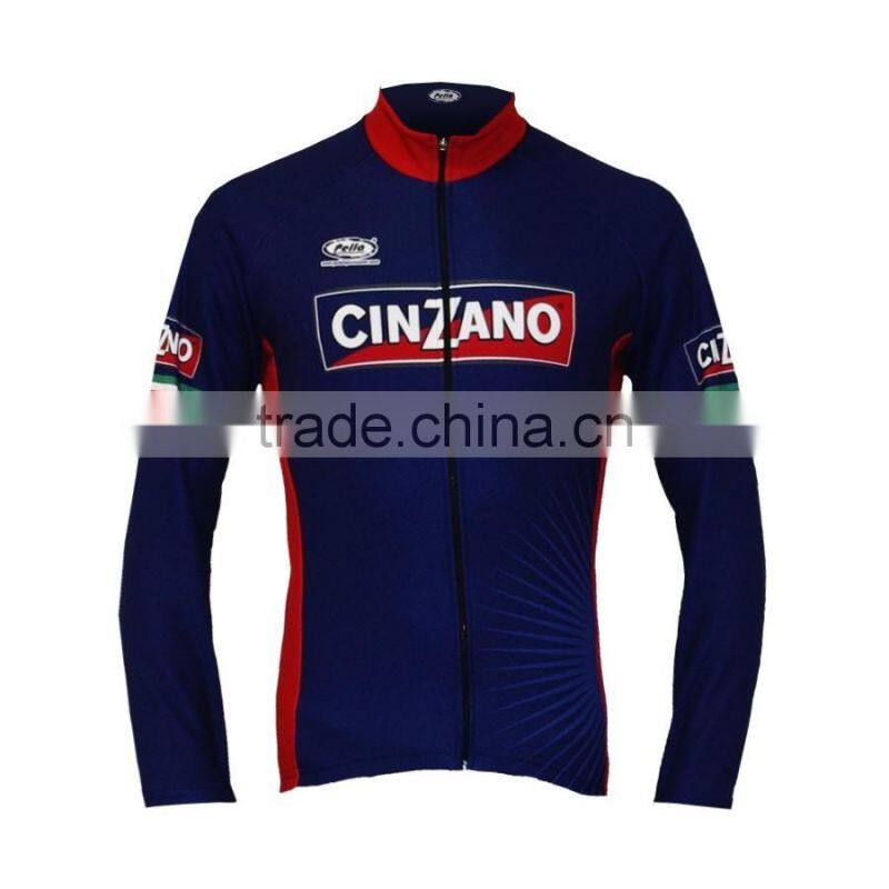 100% polyester long sleeve cycling wear/Dye sublimation bike wear/men cycling jersey