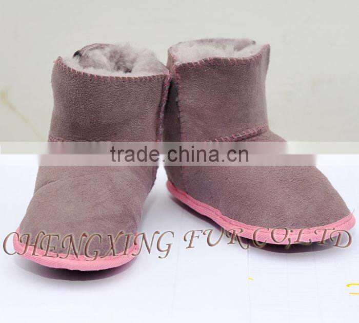 CX-SHOES-06 Cheap Genuine Sheared Leather Baby Shoes