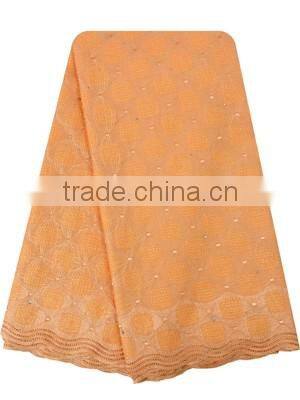 Cheap price hign quality square style cotton swiss voile lace with stones for clothes SL0408