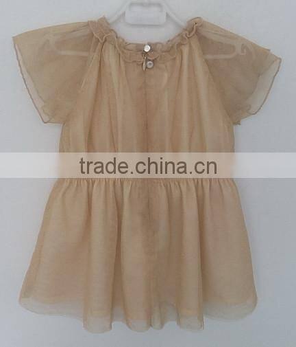 cute baby girls beige cool embroidered dress for Summer