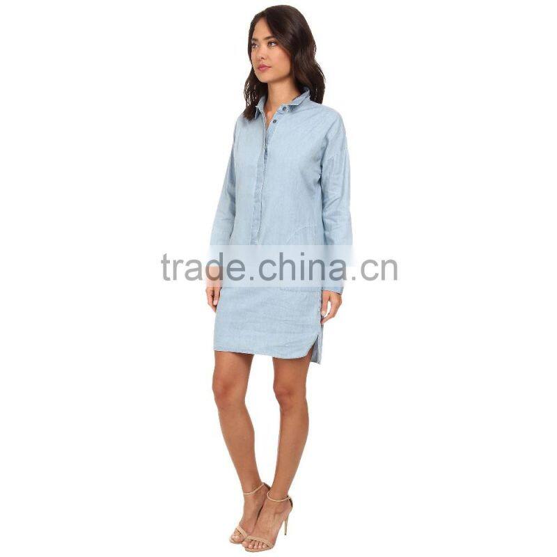 wholesale Long Sleeved denim dress patterns
