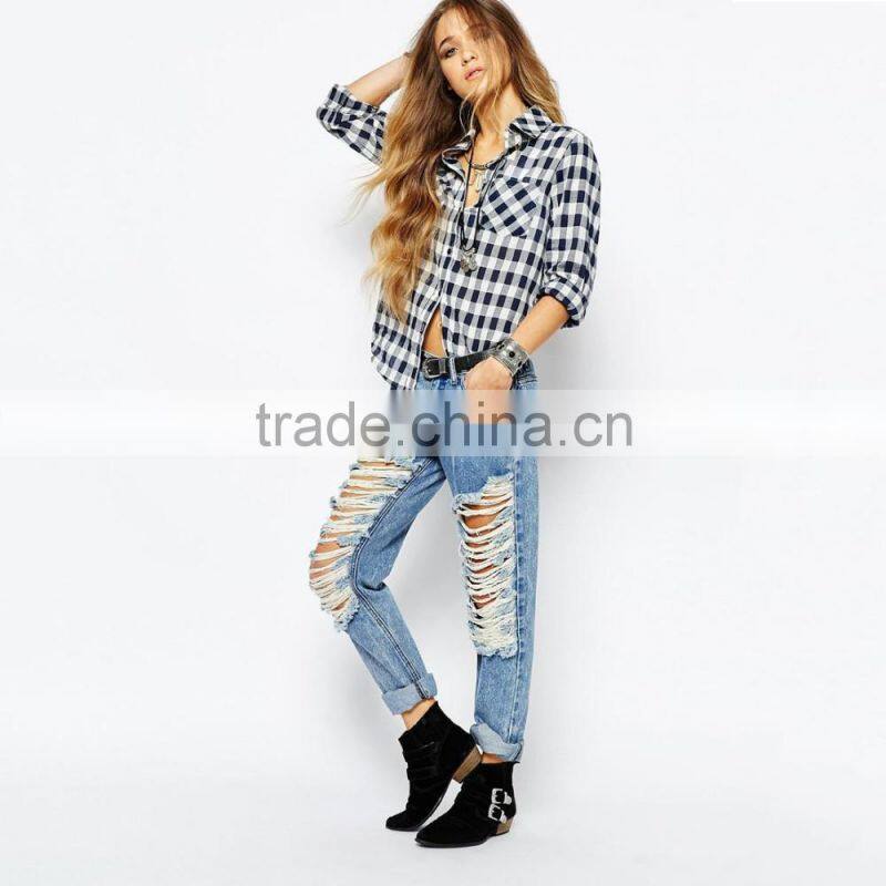 ripped damaged fashion sexy ladies jeans pants wholesale