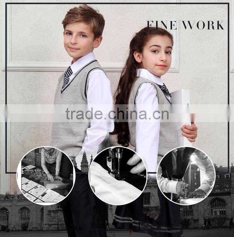 Stylish V-neck sleeveless beautiful knitted korean high school uniforms