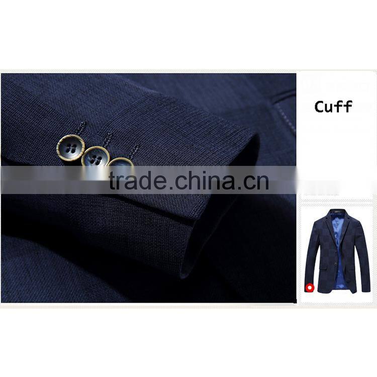 Wholesale Casual Men'S Fashion Check Button Suit Jacket Blazer