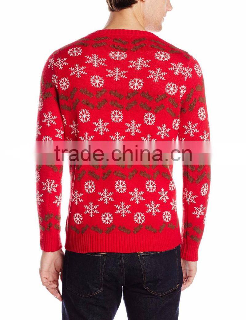 Men Red Sweater Brown Mouse Pattern Funny Christmas Sweater