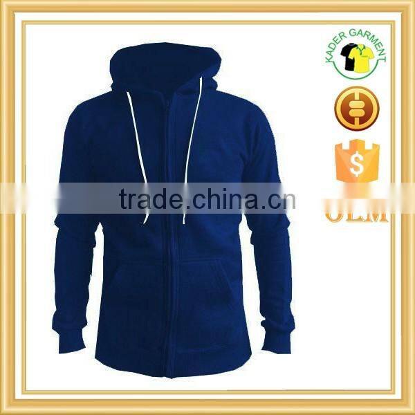 100% cotton navy tracksuit top plain fitness hoodie zipper gym hoodie