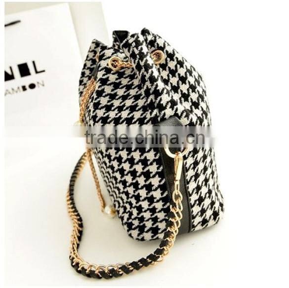 Drawstring Bag Patchwork Patterns Shoulder Messenger Bag Women Handbag Chain Bag Diagonal Package Canvas Totes SV010267#
