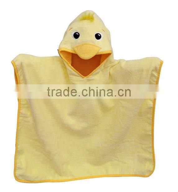 Embroidered snuggle custom cotton velour animal kids hooded poncho towel