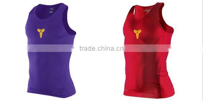 2016 hot sale mens sports vest gym vest dry fit and slimfit H Vest for muscle men with good quality