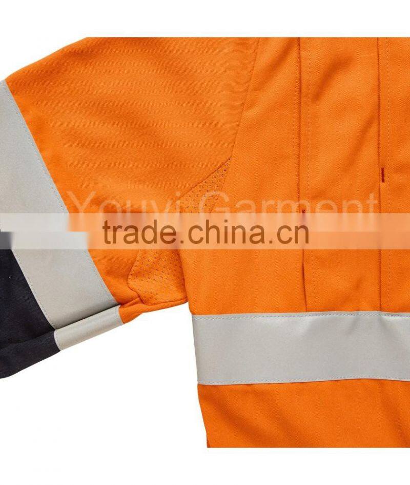 Hi-Vis Yellow/Black Flame Retardant Coverall with reflective tape