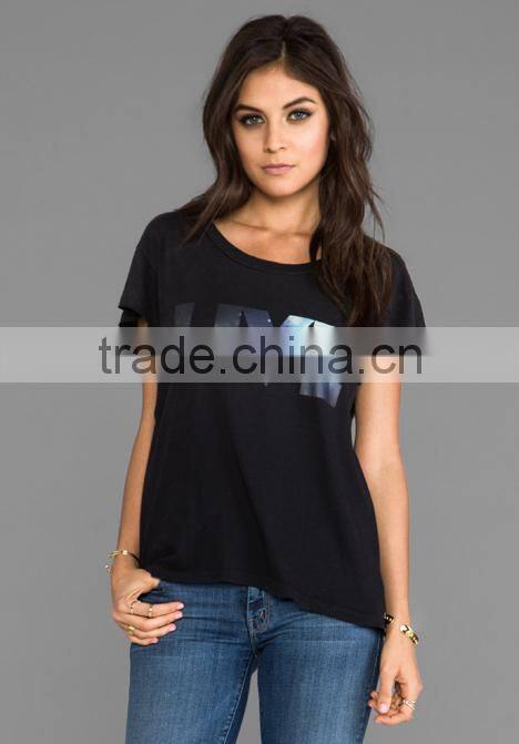 silver foil printing t-shirts 80% cotton 20% polyester