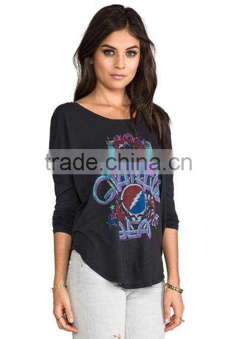 long sleeve tattoo shirt tail hem t-shirt