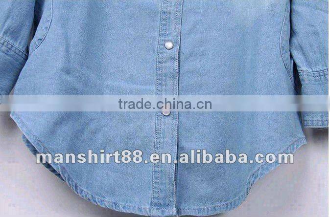 Fashionable European&American style 100%Cotton Light bule Denim/Retro shirt for Women/Ladies S,M,L,XL,XXL