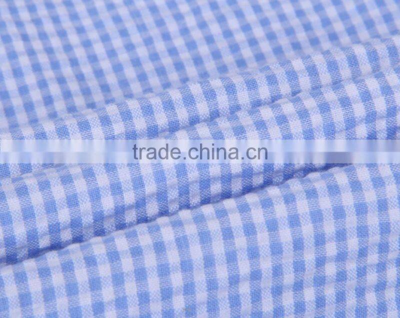 2017 new light blue checks men's short sleeve shirt wholesale