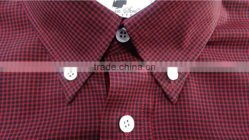 button down collar long sleeve gingham causal men shirt 100% cotton