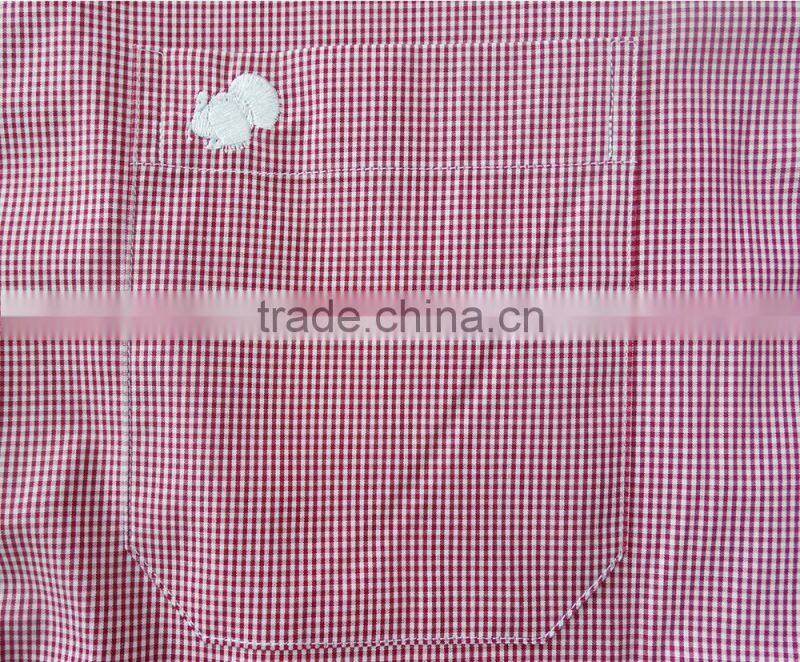 garment 100% cotton new fashion gingham men dress shirt with embroidery men shirt