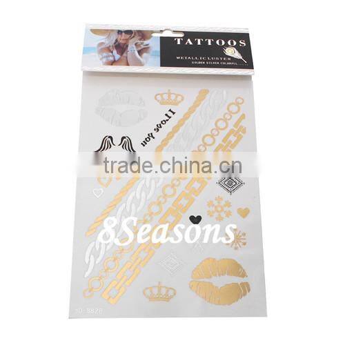 Hot Selling Mixed Pattern Gilding Water Transfer Printing Large Size Waterproof Paper Temporary Tattoos Sticker