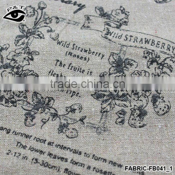 100% Linen Fabri Cotton Fabric for Home Textile Curtain fabric Flower Letters Printed Fabric