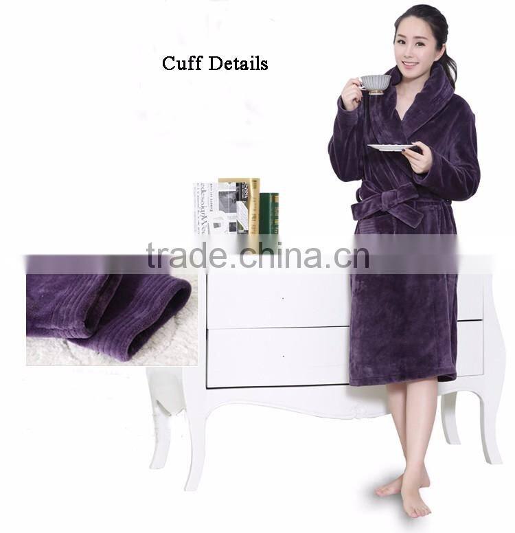 fleece micorfiber bathrobe kimono collar cheap