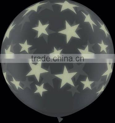 New Coming Glo Balloon, Flash Light Round Star Print Latex Balloon, 12inch 3.2G