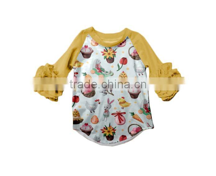 Baby boutique ruffle raglan shirts for Easter baby shirts eggs and chick children icing ruffle clothing