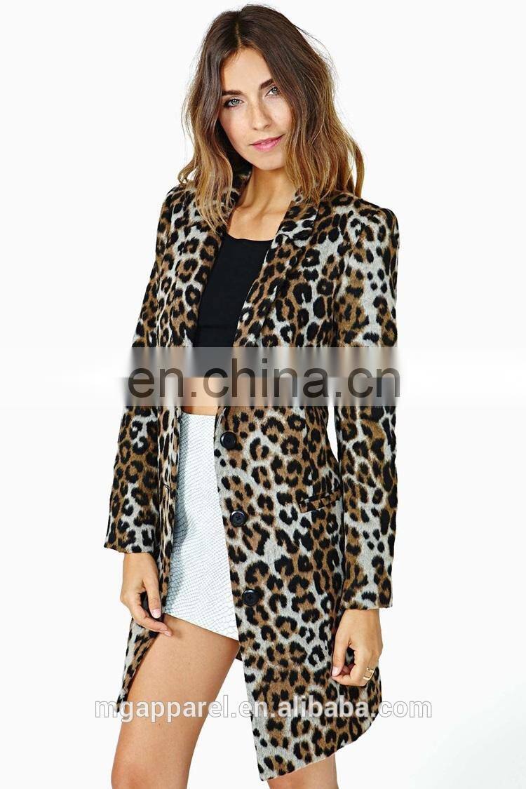 Wholesale women's coat,fashion blazer for women, leopard printed women blazer