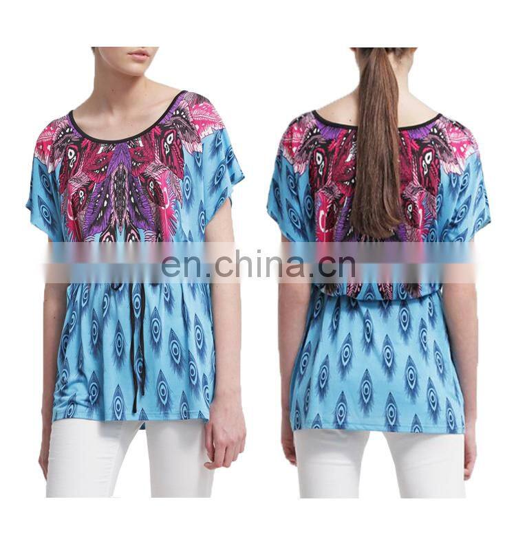 Tie Waist Paisley Multi Color Plus Size Women Ethnic Tunic