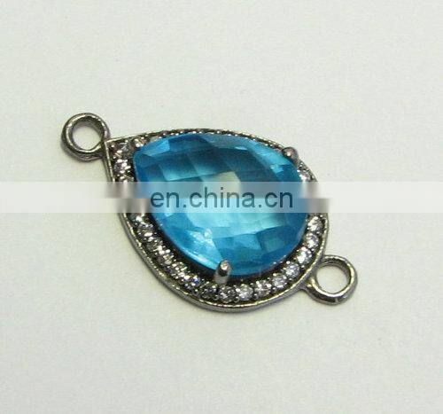 Dyed Emerald Cz Set Gemstone Connector