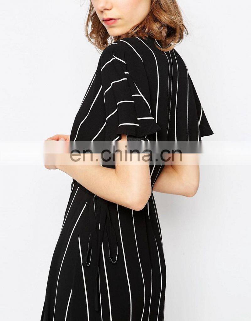 Classical black stripe women dresses fromal dress latest women clothing