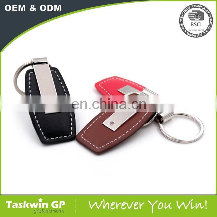 Good quality Promotional custom leather keychain and metal keyring